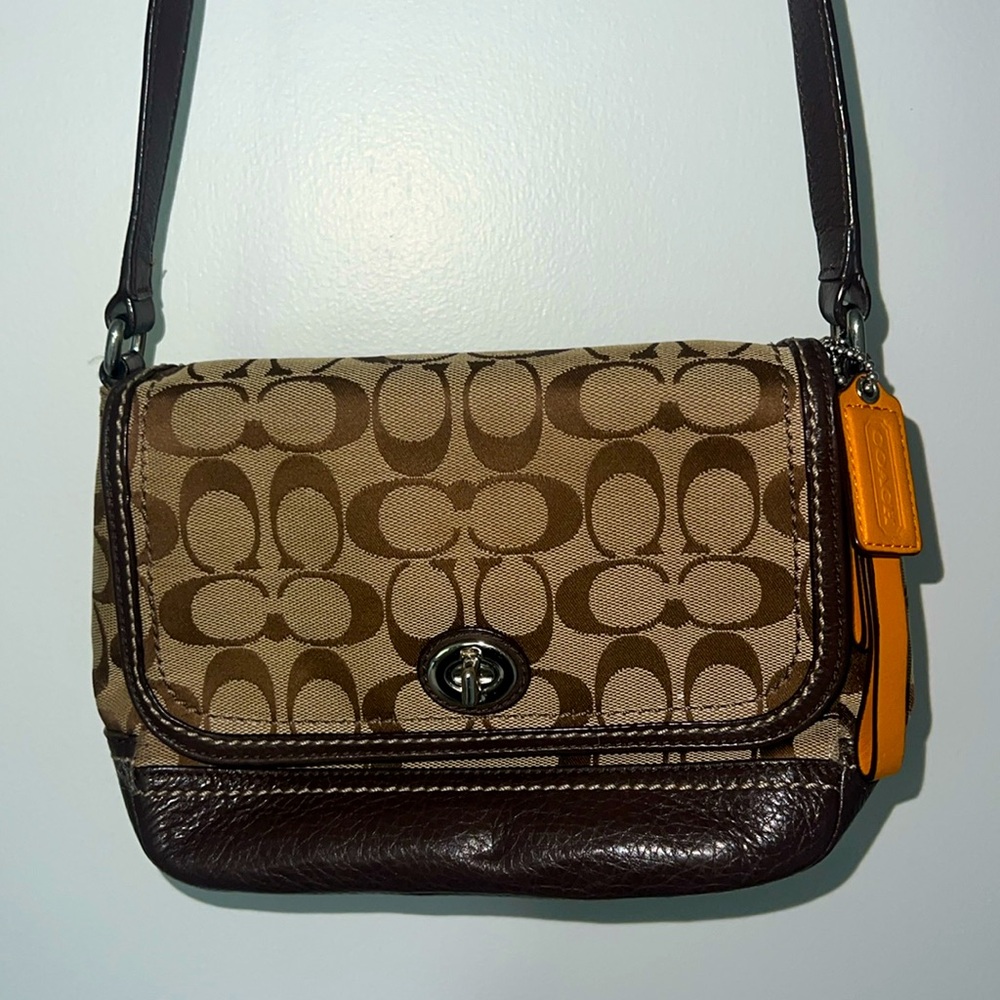 Coach Jacquard & Leather Crossbody Bag Great Cond